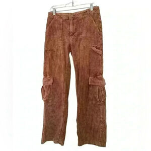 BDG Y2k Corduroy Cargo Pants Acid-Washed NWOT Size 4 Color Burnt Orange